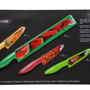Pure Komachi HD 4 Coated Carbon Stainless Steel Knives with Matching Sheaths